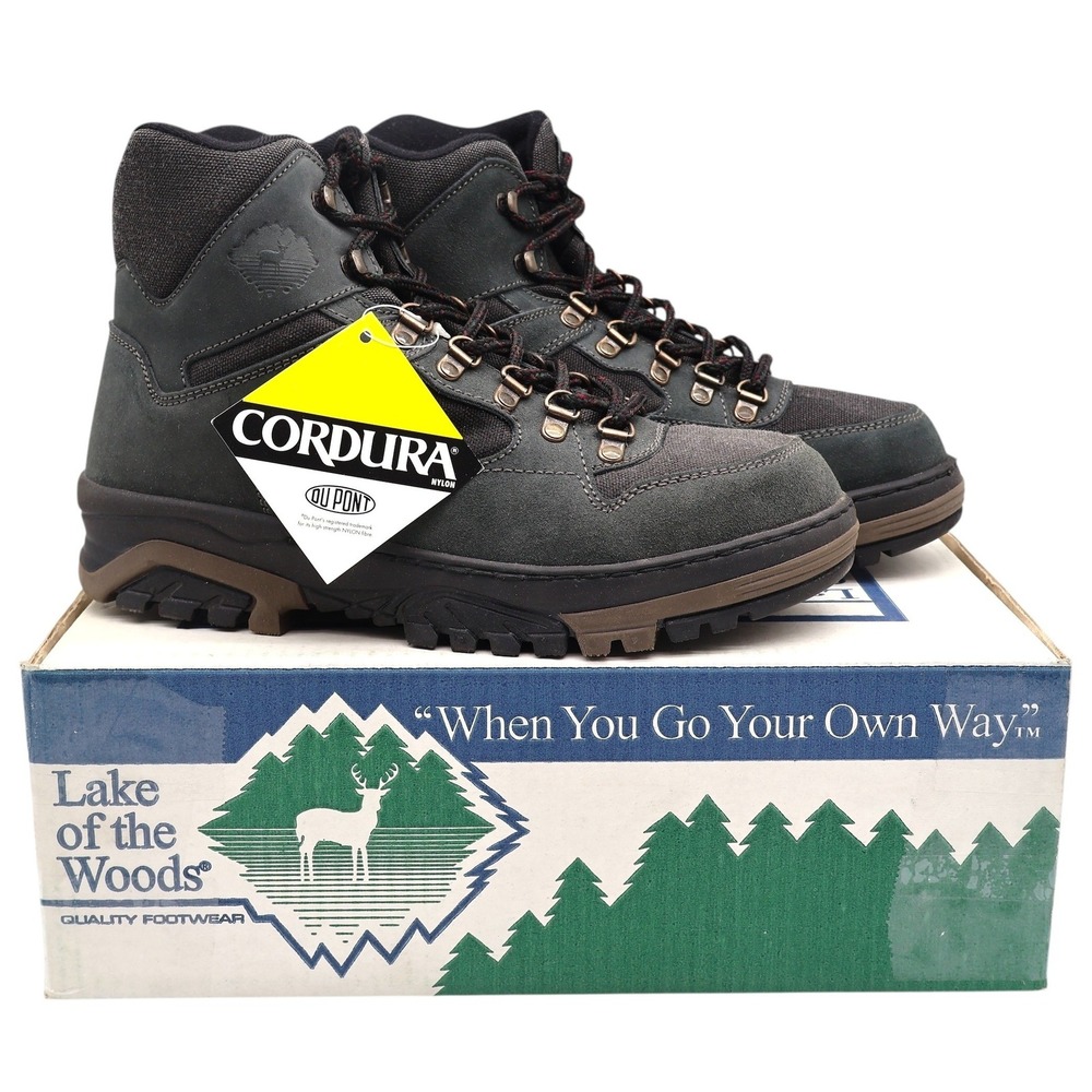 Lake of the Woods Hiking Boots Mens 10.5 Vintage 90s Gray Cordura Nylon 7307